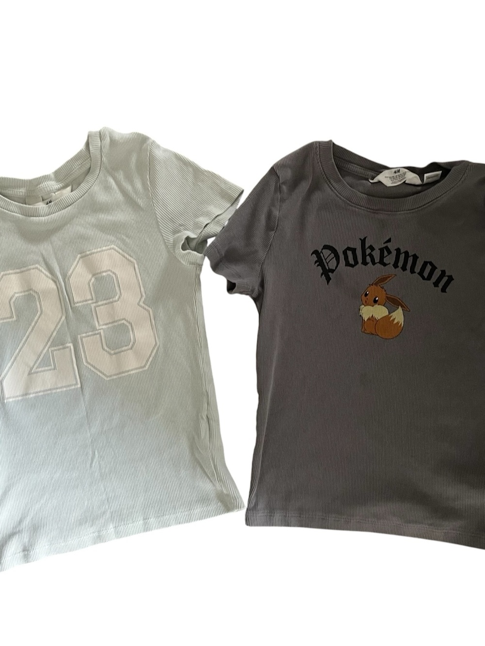 H&M Gray Pokémon Eevee Graphic Tee - Short Sleeve Mint Green Motif 23 Kids Shirt